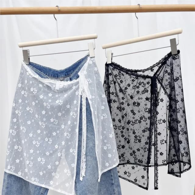INS Blogger – jupe en gaze superposée en dentelle, Streetwear Y2k, tablier, jupe portefeuille à lacets, pantalon assorti, jupe portefeuille empilée pour fille épicée
