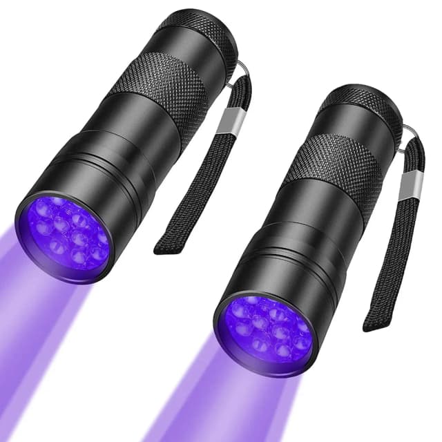 Lampes de poche UV portatives étanches à lumière noire 12 LED 395nm Mini lampe torche détecteur pour les taches d'urine des animaux de compagnie Lampe UV à lumière noire