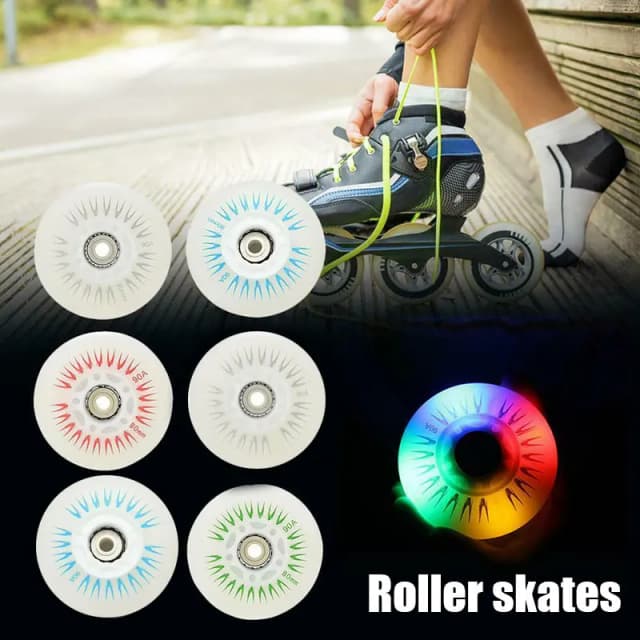 4 pièces Flash roues de patin à roues alignées 90A LED éclairage roue de patinage roues Flash chaussures de patinage à roulettes coulissantes 80mm 76mm 72mm 68mm