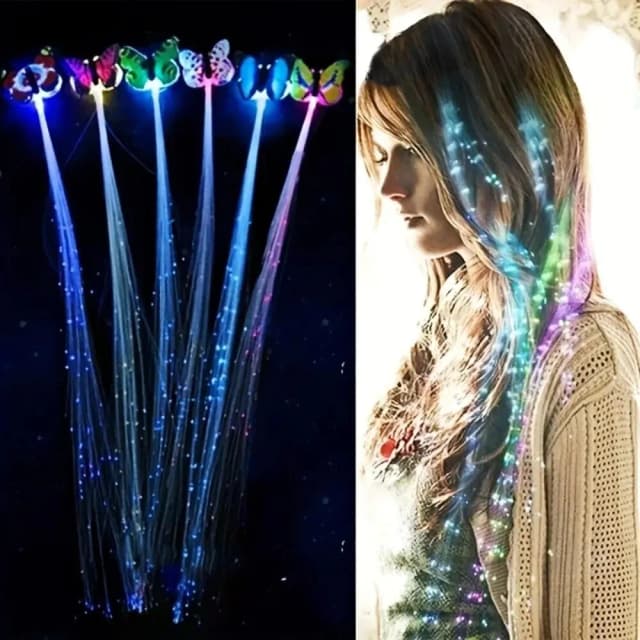 Perruque tressée colorée avec lumières papillon pour femme, accessoires de cheveux de fête, document aléatoire, 5 pièces