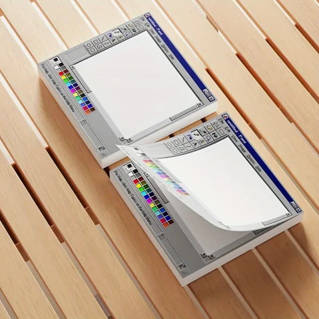Notes autocollantes pour dessin sur ordinateur vintage, 50 feuilles, idéales pour les artistes et le bureau, notes adhésives durables, notes autocollantes pour le bureau