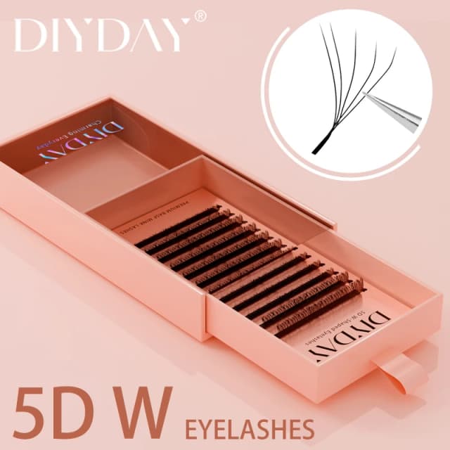 DIYDAY-Extensions de cils en forme de W, floraison automatique, floraison 5D, naturel, doux, préfabriqué, gérlash, ventilateur extensions de cils