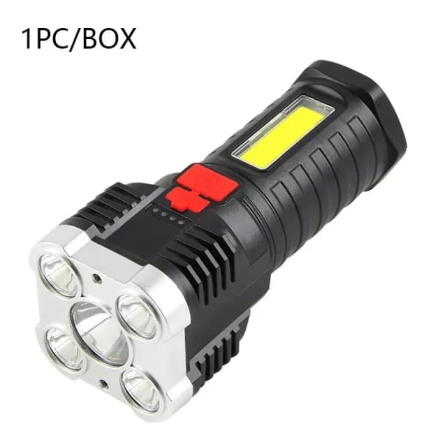 Lampe de poche rechargeable haute puissance avec lumière latérale, 3 modes d'éclairage, idéale pour le camping, les activités de plein air et les aventures