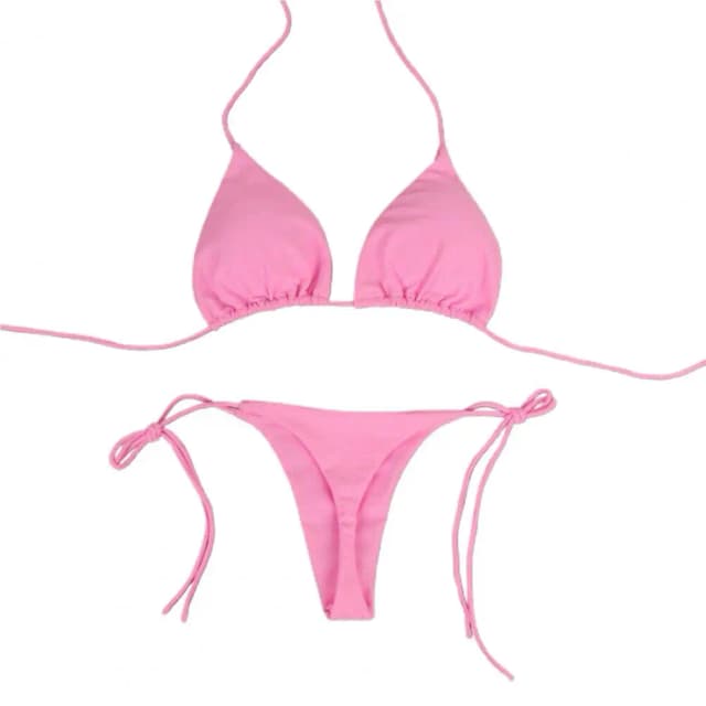 2 pièces/ensemble femmes maillot de bain 2024 ensemble Bikini couleur unie licou cou sangle string femmes maillot de bain ensemble pour la plage
