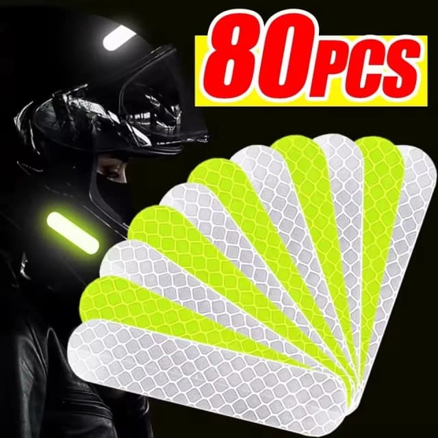 Autocollants d'avertissement réfléchissants de sécurité pour casque de voiture, bande réfléchissante haute visibilité pour la marche nocturne, autocollants d'avertissement d'équitation, 80 à 10 pièces