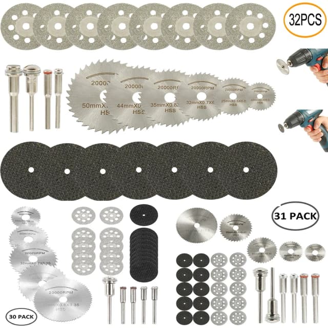 Disque de coupe en diamant, Mini jeu de lames de scie circulaire, meule de ponçage, outil de travail du bois pour outils électriques Dremel, accessoires