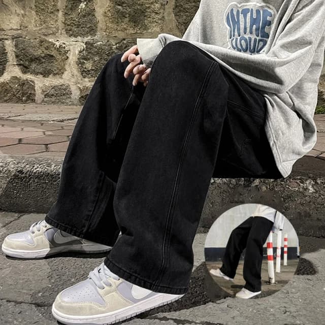 Jean classique pour hommes, mode coréenne, quatre saisons, ample, droit, jambes larges, rue, Hip-Hop, Baggy, étudiant, unisexe