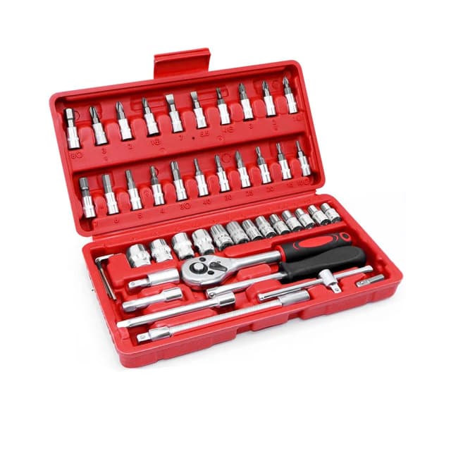 Meaccelermechanic-Jeu de douilles d'entraînement, kit d'outils de voiture, cliquet, 46 pièces, 1/4 pouces