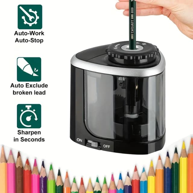 Taille-crayon électrique automatique de bureau, ensemble de taille-crayon adapté aux crayons (6-8mm) pour étudiants, papeterie scolaire et de bureau