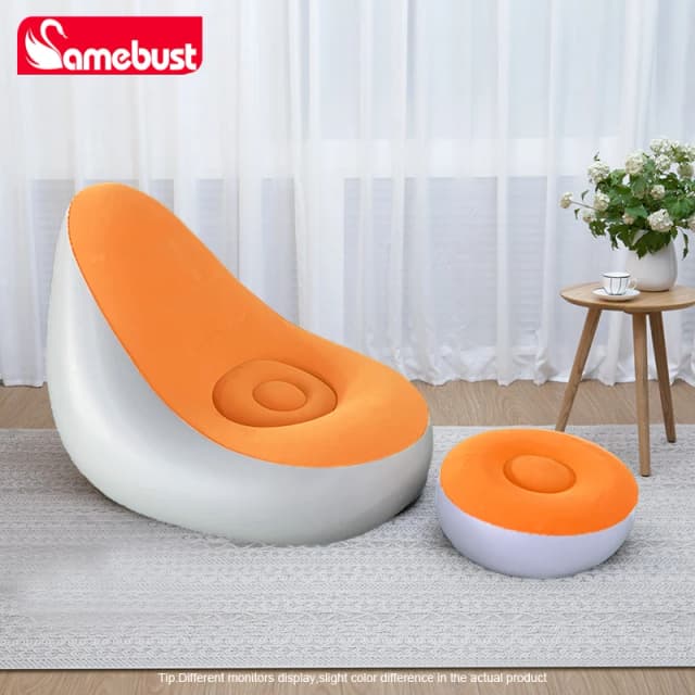 Camebust-Canapé gonflable en PVC, surface de flocage, repose-pieds de haute qualité, salon paresseux
