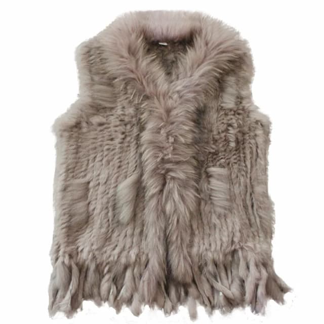 Harppihop-Gilet en Fourrure Naturelle de Lapin group, Gilets en Fourrure de Raton Laveur, Vestes Tricotées, Hiver, Livraison Gratuite