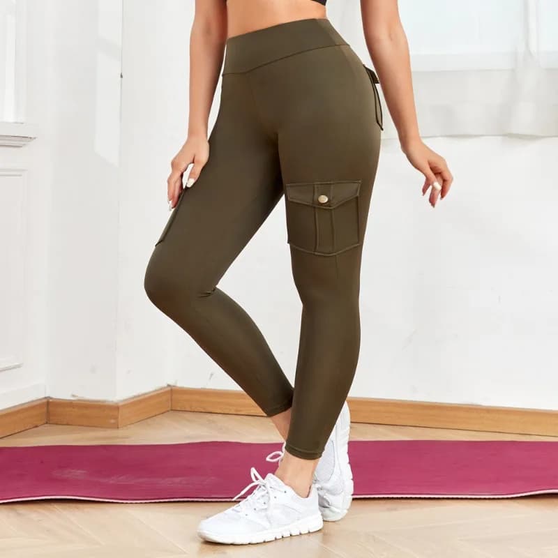 Pochettes à boutons respirantes pour rehausser les hanches, entraînement professionnel sportif, pantalons de Yoga nus brossés, Leggings fins et moulants