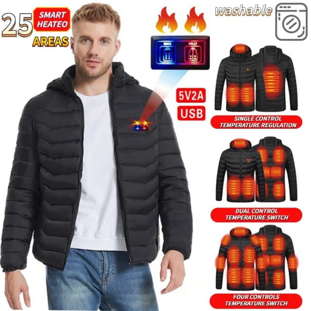 Veste en coton auto-chauffant pour hommes et femmes, Parka électrique, Vêtements chauds, Camping, Ski, Zones métropolitaines, USB, Hiver, 25