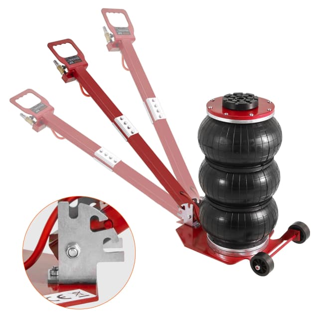 SucceBuy Cric pneumatique 3 tonnes/5 tonnes Triple sac Cric pneumatique Ascenseur rapide Crics de réparation de voiture robustes Crics à tige pliante avec deux roues