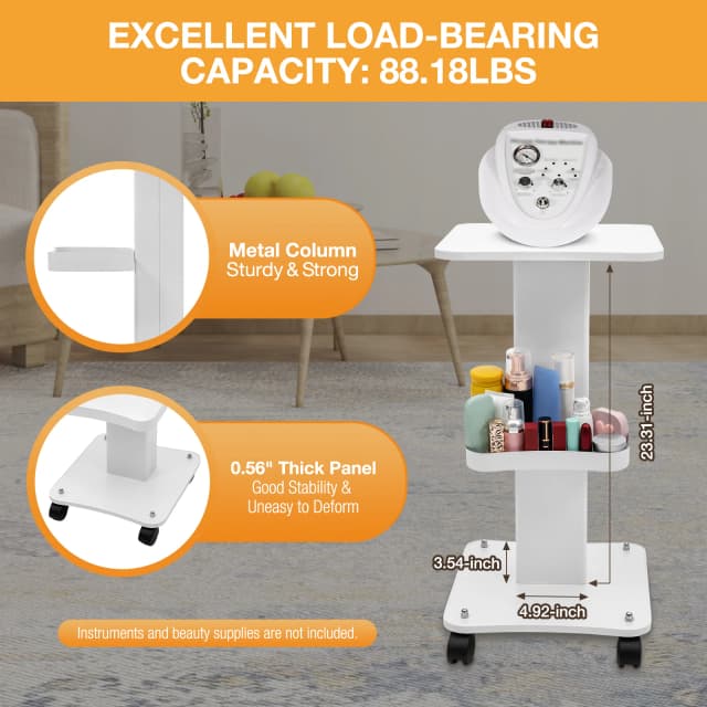 Chariot roulant pour Salon de beauté, stockage de 40 kg de charge, support d'équipement de Spa, Table de Salon à 3 niveaux, étagère en bois 360 °   Roues silencieuses
