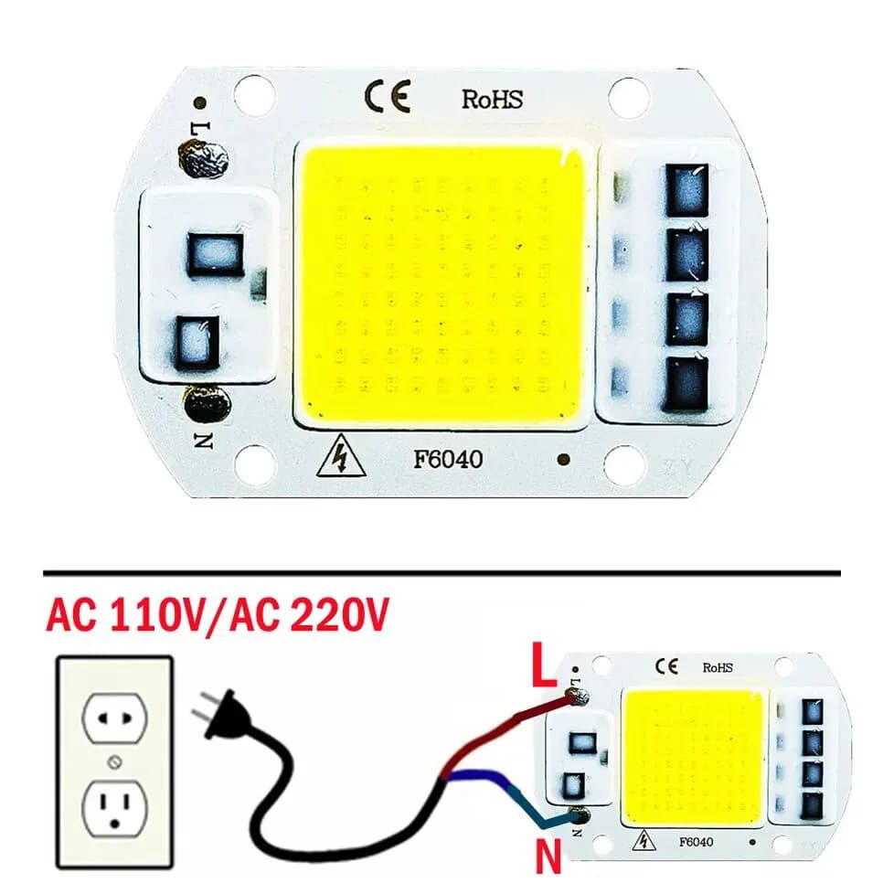 F6040 20W/30W/50W AC 220V COB Module LED puce Diodes lampe ampoule pour projecteur de mise au point extérieur jardin perles lumineuses intégrées
