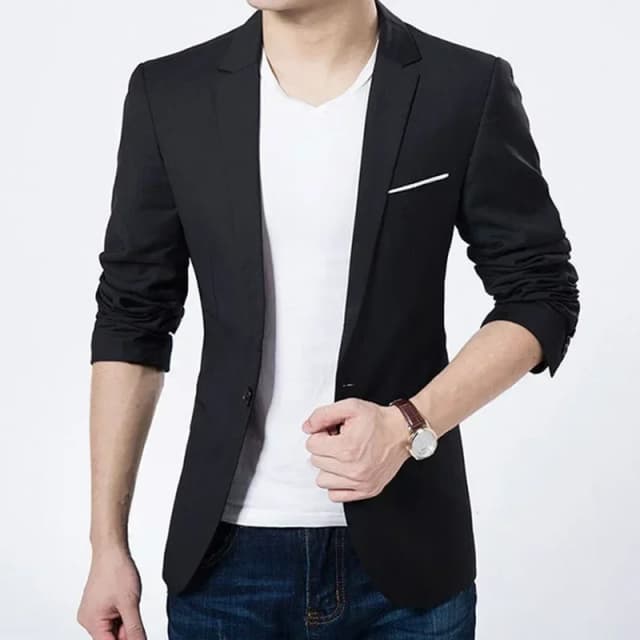 Hommes Blazers manteau automne printemps léger mode bouton décoratif affaires décontracté Gentleman costume veste coupe ajustée vêtements