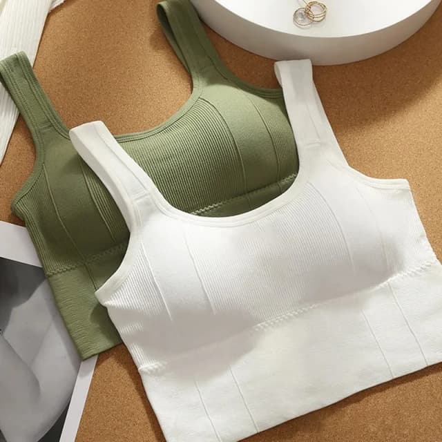 Soutien-gorge rembourré sans fil intégré pour femme, court, confortable, sexy, yoga, entraînement, sport