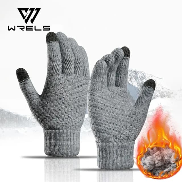 Gants chauds d'hiver pour écran tactile pour femmes et hommes, mitaines en tricot classiques extensibles, en laine, doigt complet, pour cyclisme en plein air, conduite