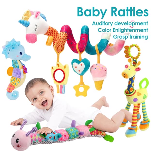 1 pièces doux girafe animaux clochettes hochets en peluche infantile enfant en bas âge voiture lit suspendu jouet bébé éducation précoce développement poignée jouets