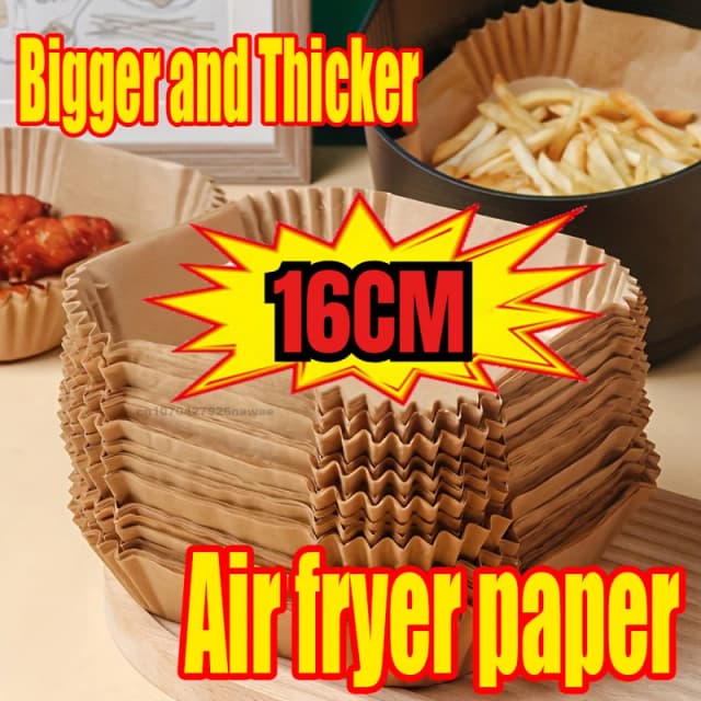Papier de cuisson pour friteuse à air, parchemin de poulet, pâte de bois, vapeur, gâteau au fromage, accessoires de friteuse à air, 50 pièces par ensemble