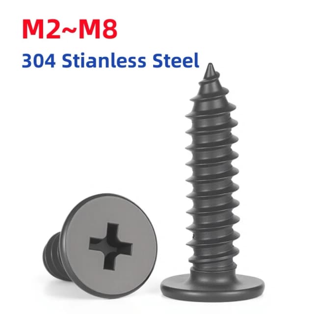 M2 M2.3 M2.6 M3 M3.5 M4 ~ M8 noir 304 acier inoxydable Phillips Ultra mince Super basse croix plate tête de plaquette vis à bois autotaraudeuse