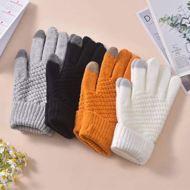 Gants d'automne et d'hiver en polaire pour hommes et femmes, mode écran tactile, Jacquard, point inversé, ananas, gants chauds d'hiver