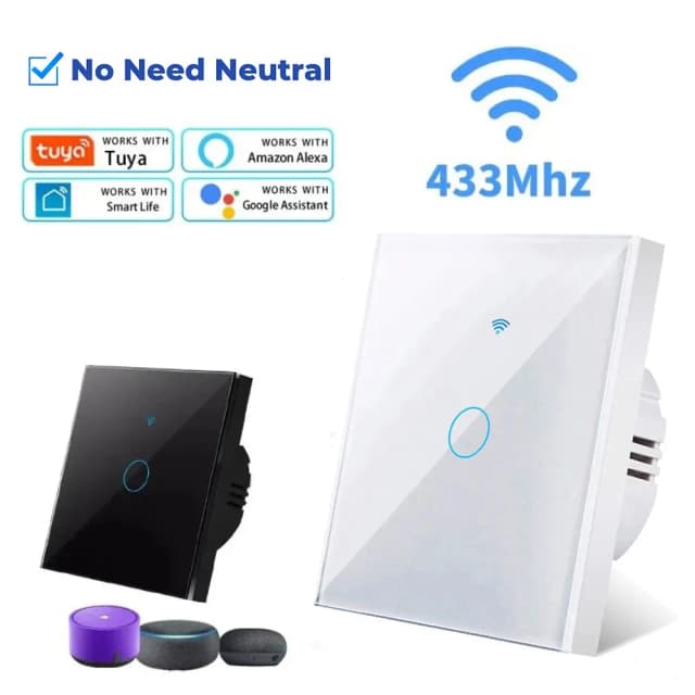 Tuya WiFi Smart Light Switch, US, EU Standard, Aucun fil melon al requis, 1 gang, 2/3 gangs, Fonctionne avec Alexa, Google Home