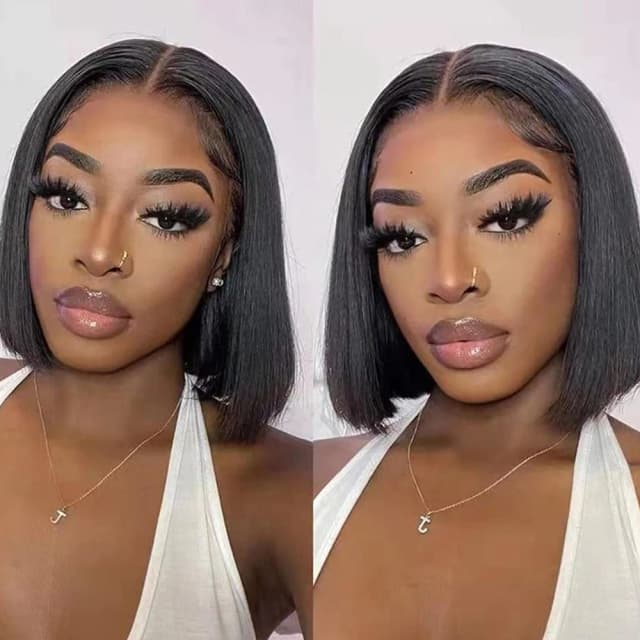 Perruque Bob Lace Closure Wig brésilienne Remy lisse-perruque naturelle, cheveux courts, 4x4, 100% cheveux humains, perruque pour femmes
