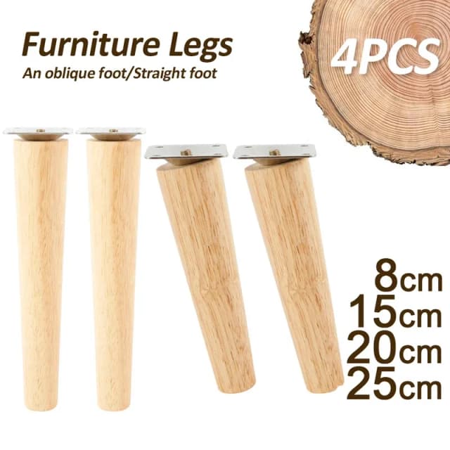 4 pièces pieds de meubles pieds de meubles en bois massif pieds de Table obliques/droits pieds de chaise antidérapants pieds de remplacement inclinés