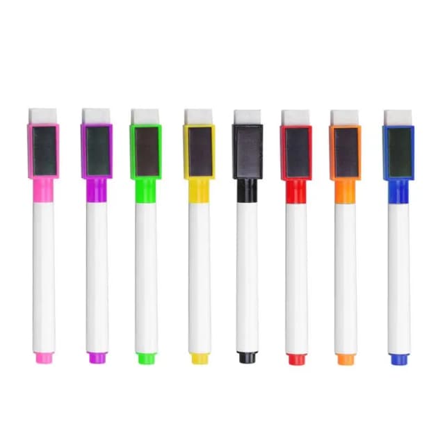 Stylo magnétique coloré pour tableau blanc pour enfants, marqueurs pour tableau noir et blanc, gomme intégrée, fournitures scolaires, stylo à dessin graffiti, 8 pièces par lot