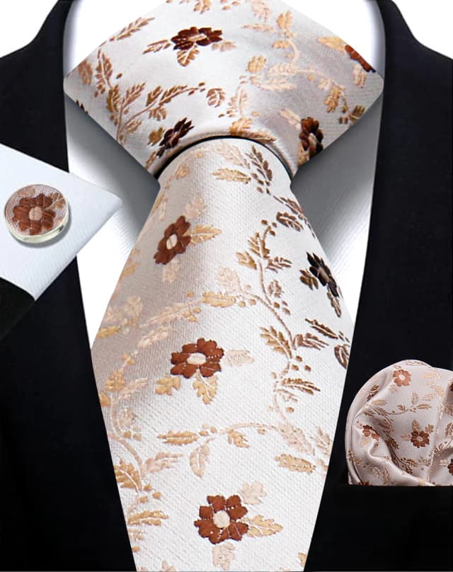 Cravates à vin florales de luxe pour hommes, ensemble de boutons de manchette, pour fête de mariage, affaires, mouchoir, accessoires de costume, Gravata faits à la main