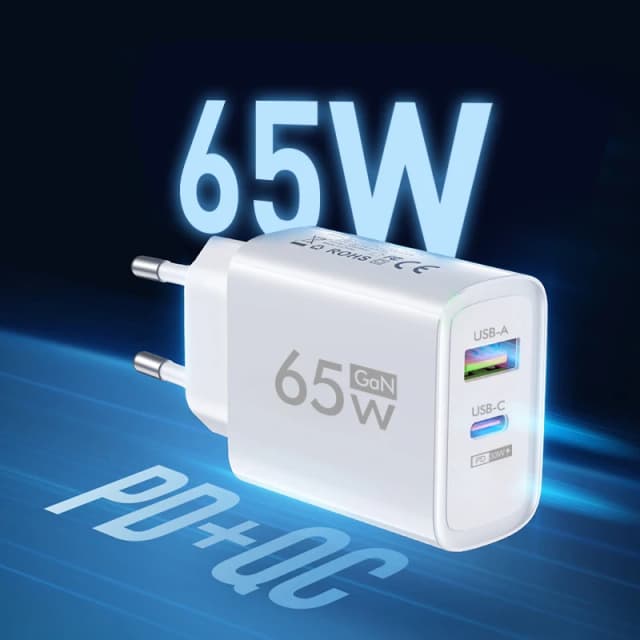Chargeur de téléphone portable USB Type C PD 65W GaN, adaptateur d'alimentation à charge rapide pour iPhone Samsung Hawei Xiaomi, chargeur mural à charge rapide