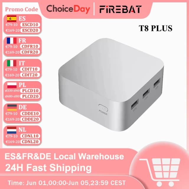 FIREBAT-Mini PC T8 Plus, Intel N5095 N100, CPU, Ordinateur de bureau, 8 Go, 16 Go, SSD, 256 Go, 512 Go, 1 To, DDR4, DDR5, WIFI5, BTéclairé, HDMI