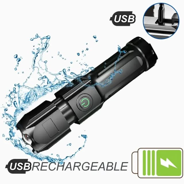 Puissante lampe de poche LED Rechargeable USB 18650 étanche Zoom pêche chasse Camping 100,000 Lumens lampe de poche tactique LED FL