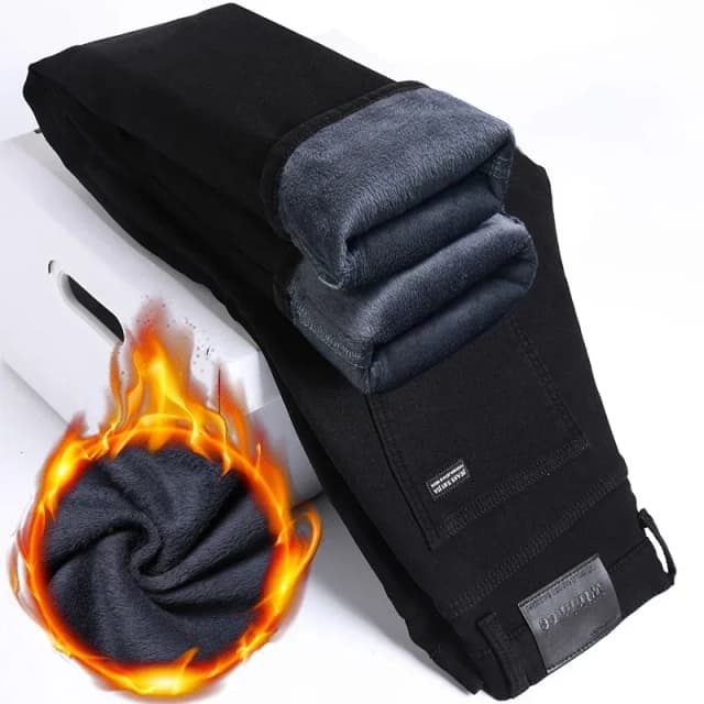 Wthinlee hommes brossé mode hiver jean hommes coupe ajustée Stretch épais velours pantalon chaud jean décontracté polaire pantalon mâle