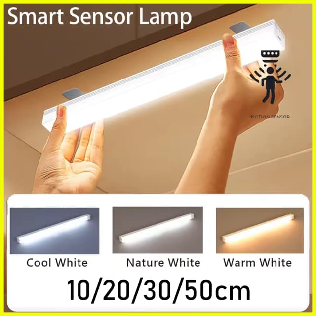 Lumière d'armoire USB Rechargeable capteur de mouvement barre de LED lumière veilleuse à Induction Portable pour cuisine chevet armoire placard