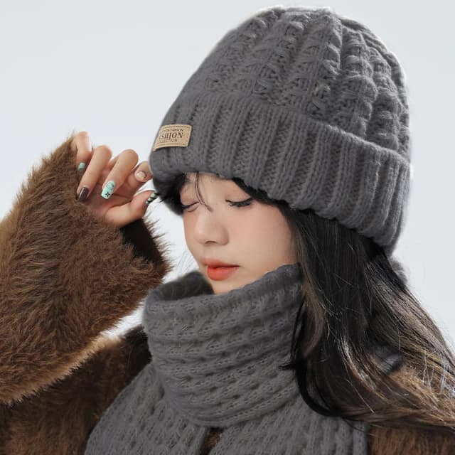 Ensemble deux pièces pour femmes, chapeau et écharpe tricotés, influenceur populaire de Style coréen, chapeau en laine chaud et polyvalent pour l'hiver