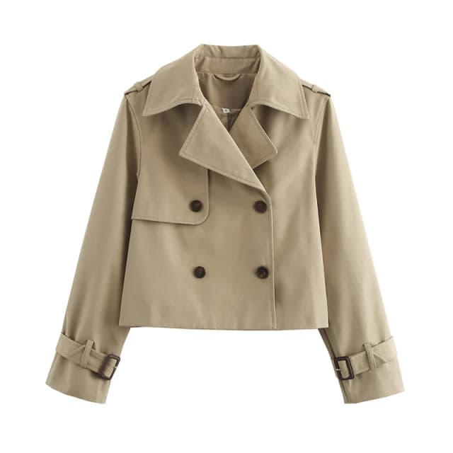 YENKYE-Veste Courte à Double Boutonnage pour Femme, Manteau Vintage à Manches sulf, Col à Revers, Coupe-vent, Couleur Unie, Nouvelle Collection Automne