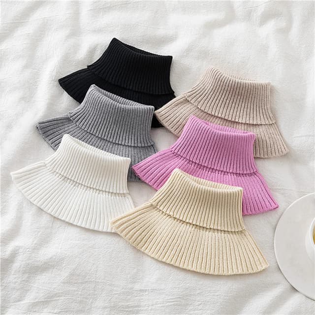 Femmes tricoté faux col écharpe chaud col roulé cou plus chaud détachable hiver coupe-vent mode fausse écharpe col haut