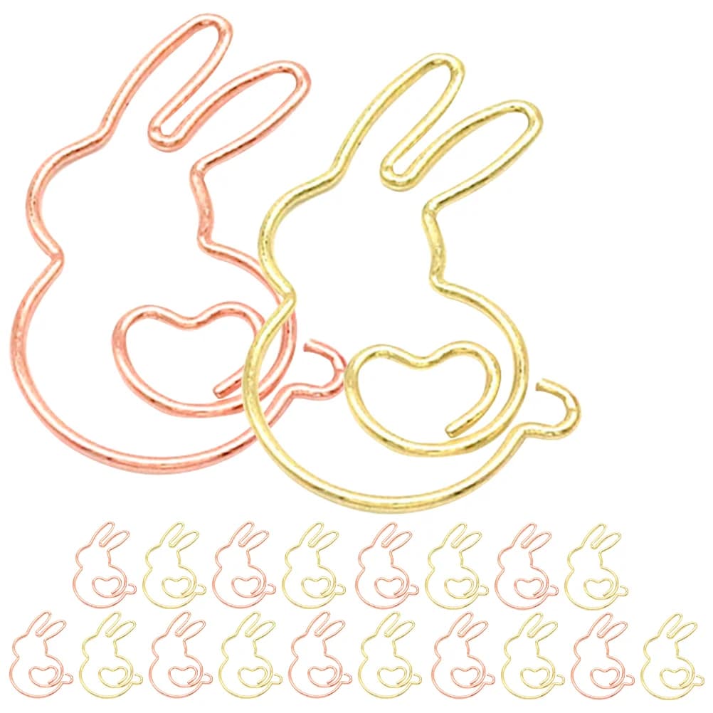 Pinces à papier en métal en forme de lapin, signet, fichier, document, photo, maison, mignon, 20 pièces
