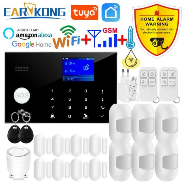 Système d'alarme G50 Wifi GSM Tuya 433MHz, détecteur sans fil et filaire, alarmes anti-cambriolage, carte RFID, clavier tactile LCD TFT, 11 langues