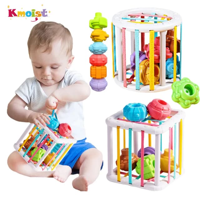 Jouets éducatifs d'apprentissage Montessori pour bébé de 0 à 12 mois, blocs de formes colorées, jeu de tri pour enfants de 0 à 12 mois, jouet cadeaux
