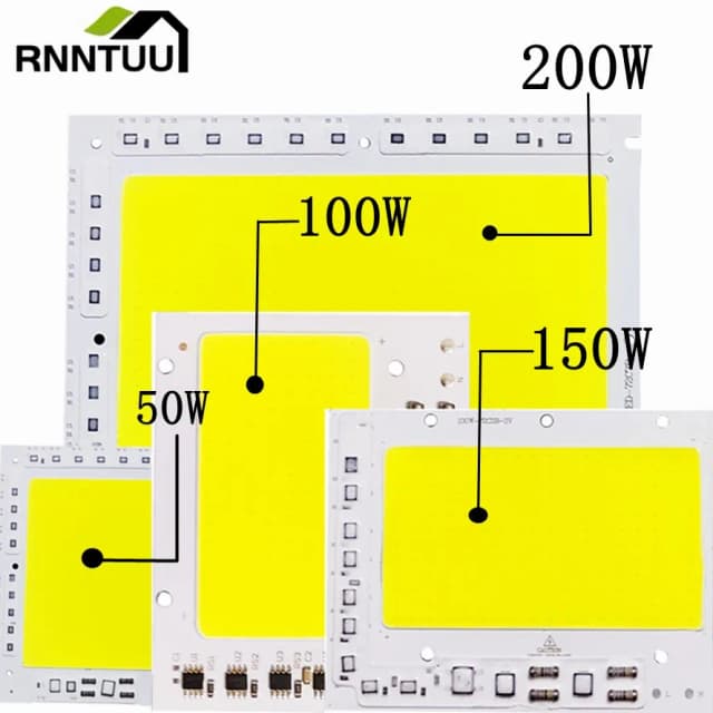 Puce COB LED 220V, 200W 100W 150W 200-240V, IC intelligent, pas besoin de pilote, lampe LED pour projecteur de lumière d'inondation, Source de lumière d'éclairage à monter soi-même