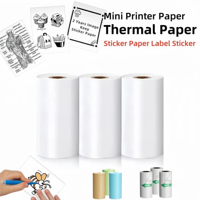 Papier autocollant de haute qualité sans BPA, papier thermique sans encre, étiquette autocollante, Mini imprimante, papier ordinaire d'impression