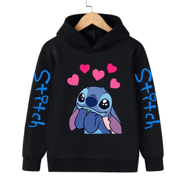 Disney-Sweat à capuche Stitch pour enfants, vêtements amusants, sweat à capuche de dessin animé pour enfants, haut décontracté pour bébé, vêtements de Noël pour fille et garçon, CAN o and Stitch