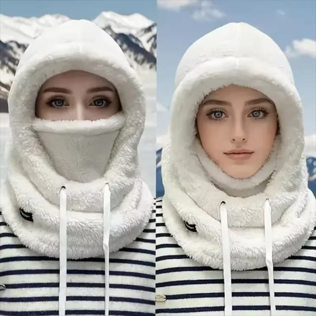 Cagoule thermique coupe-vent pour l'hiver, masque intégral en polaire réglable pour le ski, la moto et le cyclisme, cache-cou intégré
