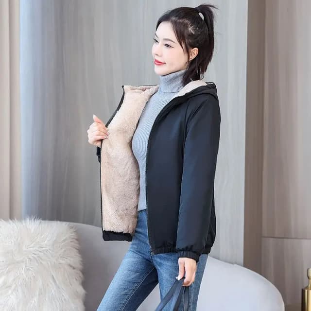Manteau polaire pour femme hiver chaud épaissir solide coupe-vent à capuche coton peluche vestes à capuche décontracté extérieur coupe-vent veste
