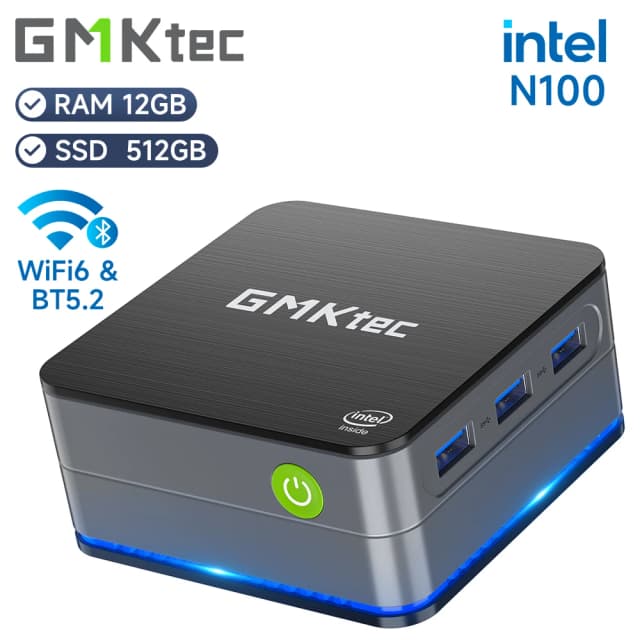 GMKtec-NipMini PC Windows 11 Pro, Intel 12th, Isabel Alder Lake N100, DDR5, 12 Go de RAM, 512 Go, Dean, WiFi 6 BT Stimule, Ordinateur de bureau