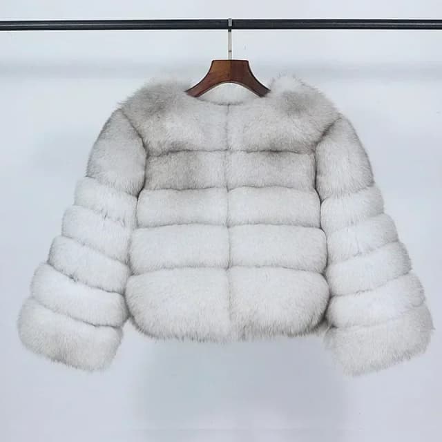Véritable manteau de fourrure de renard veste d'hiver femmes col rond épais mode 2025 fourrure de renard naturelle raton laveur vêtements d'extérieur chaud luxe femme grande taille